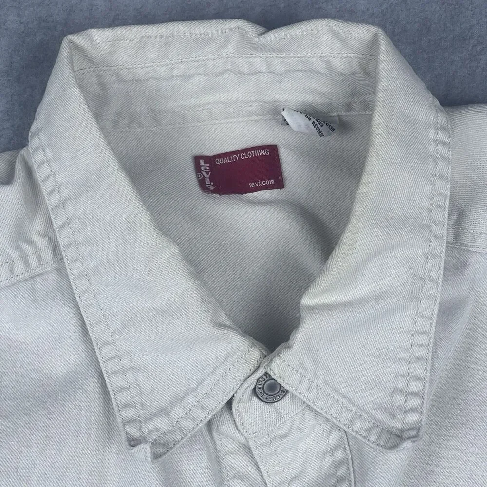 Vintage Levis Red Tab Denim Overshirt Shacket Off White Cream Heavy Workwear L